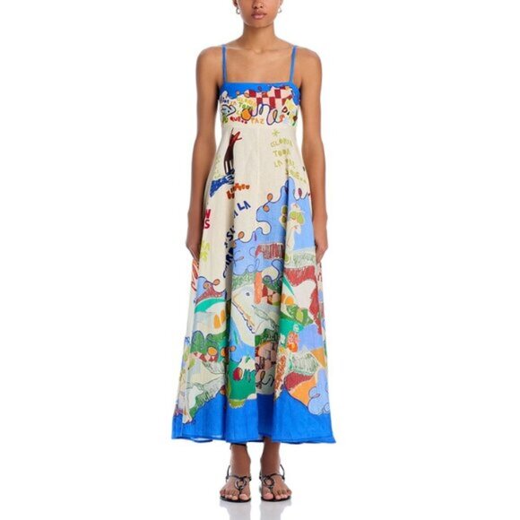Alemais Nadia Printed Linen Midi Dress - Picture 1 of 14